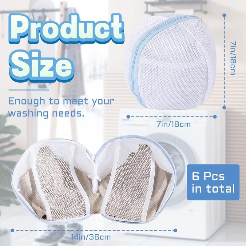 6 Pack Bra Washing Bags,Mesh Wash Bags,Bra Laundry Bags for Washing Machine,Underwear Brassiere Washing Bags(Blue)