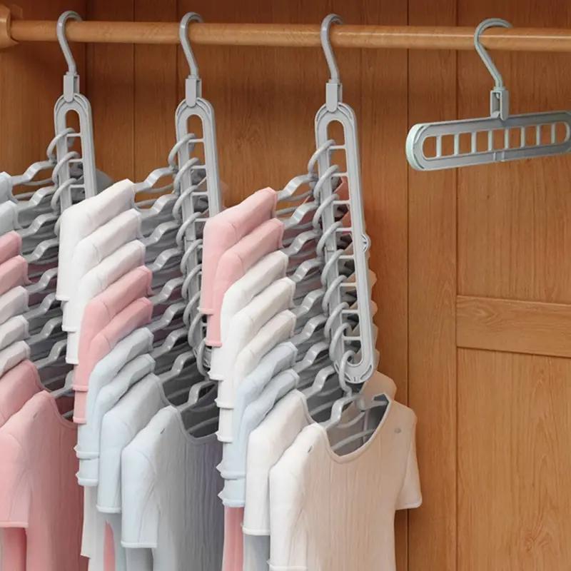 Foldable 9 Holes Clothes Hanger, 1 3 6 Counts Space Saving Clothes Hanger, Clothes Organizer for Home Bedroom Wardrobe Dormitory