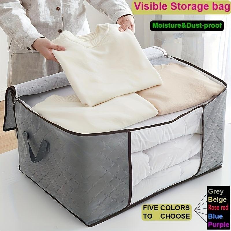 90L Ultra-Large Foldable Storage Bag with Reinforced Handle - Effortlessly Organize Bedroom & Closet, Perfect for Comforters, Blankets, Bedding, and Sweaters