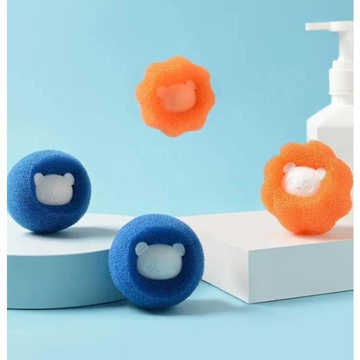 best price Hair Remover Ball, 6count Cartoon Bear Designed Hair Removal Laundry Ball, Washing Machine Balls, Reusable Anti-entangle Laundry Scrubbing Balls, Home Accessories