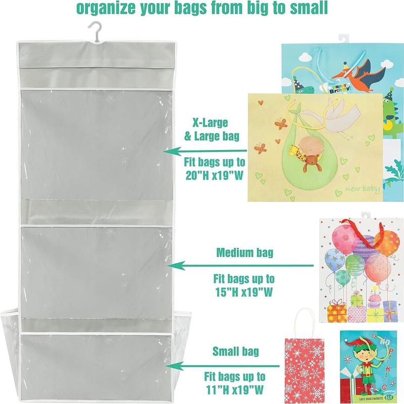 Double-Sided Hanging Gift Wrap Organizer Storage Pockets, (Set of 1)