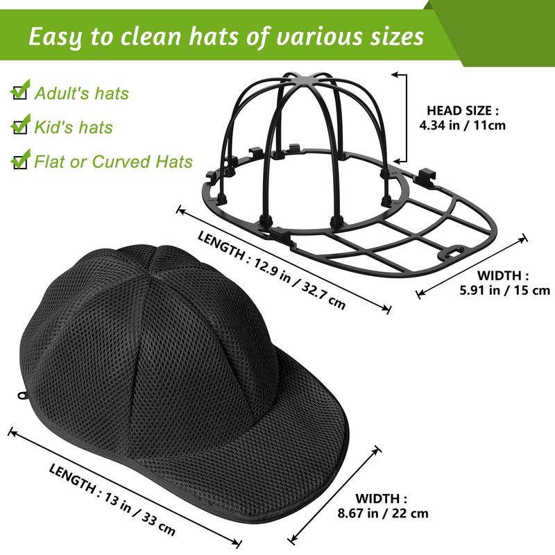 Hat Washer Cage,Hat Washing Machine with Frame Cage and Hat Washer Bag,Baseball Hat Washer,Suitable for Adult and Kid's 1-Pack Black