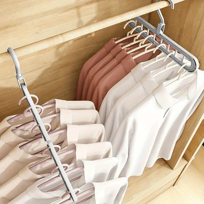 Foldable 9 Holes Clothes Hanger, 1 3 6 Counts Space Saving Clothes Hanger, Clothes Organizer for Home Bedroom Wardrobe Dormitory