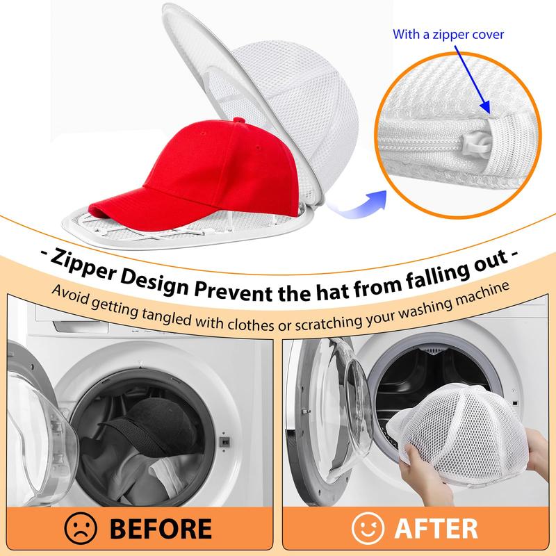 Hat Washer Cage Baseball Cap Washing Cage Hat Washer for Washing Machine - Keep Your Caps in Shape While Washing and Drying - Ideal for Adults and Kids Ball caps, White