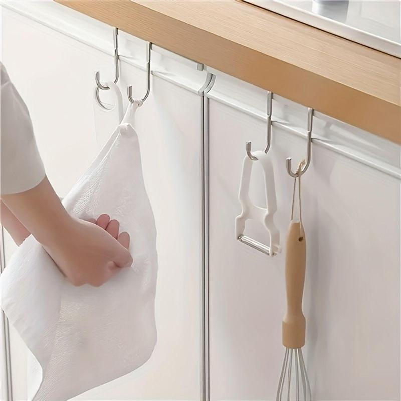 Stainless Steel S-shaped Hook, 2 3 Counts Multifunctional Hanging Organizer, Bedside Cabinet Door Hanging Clothes Hook, Over The Door Towel Hanger