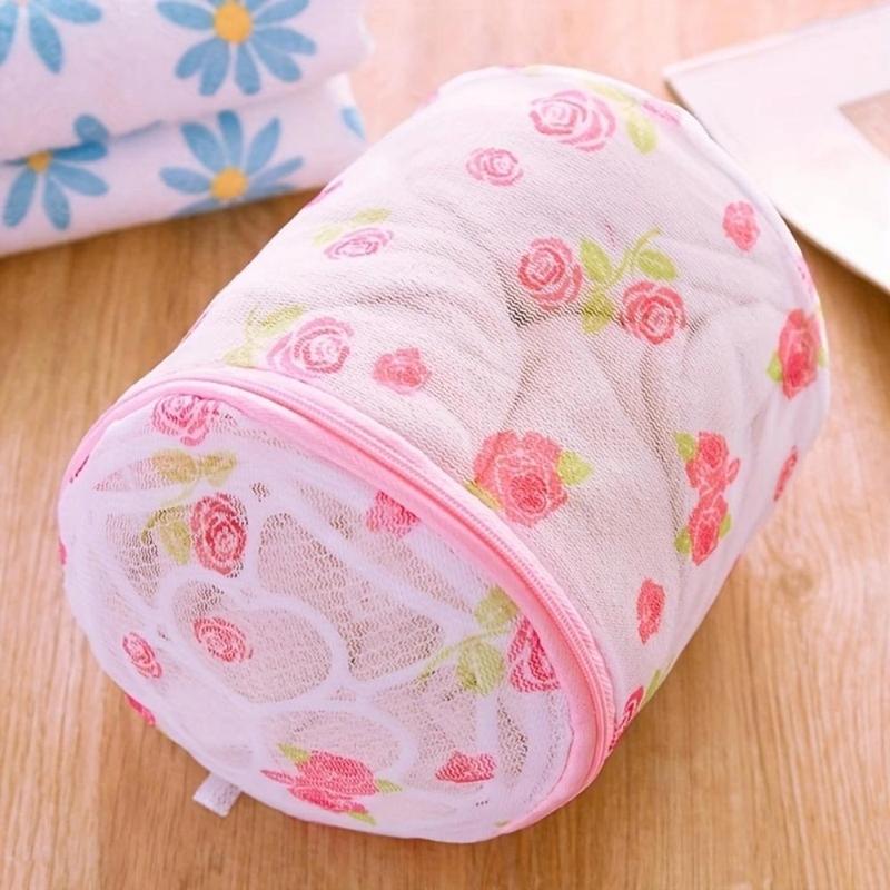 Flower Design Laundry Bag, 1 Count Mesh Washing Bag, Underwear Bra Special Anti Deformation Washing Bag, Machine Washing Mesh Bag, Laundry Tools & Accessories