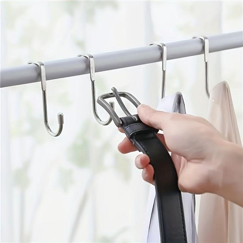 Stainless Steel S-shaped Hook, 2 3 Counts Multifunctional Hanging Organizer, Bedside Cabinet Door Hanging Clothes Hook, Over The Door Towel Hanger