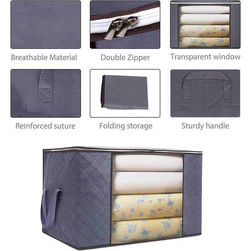 90L Ultra-Large Foldable Storage Bag with Reinforced Handle - Effortlessly Organize Bedroom & Closet, Perfect for Comforters, Blankets, Bedding, and Sweaters