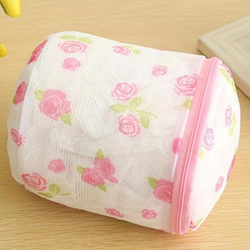 Flower Design Laundry Bag, 1 Count Mesh Washing Bag, Underwear Bra Special Anti Deformation Washing Bag, Machine Washing Mesh Bag, Laundry Tools & Accessories