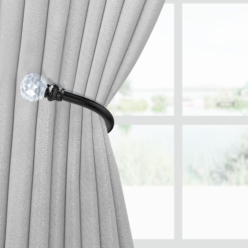 Curtain Holdbacks Black 2count, Curtain Tiebacks Wall Mounted Curtain Hooks Holders for Drapes