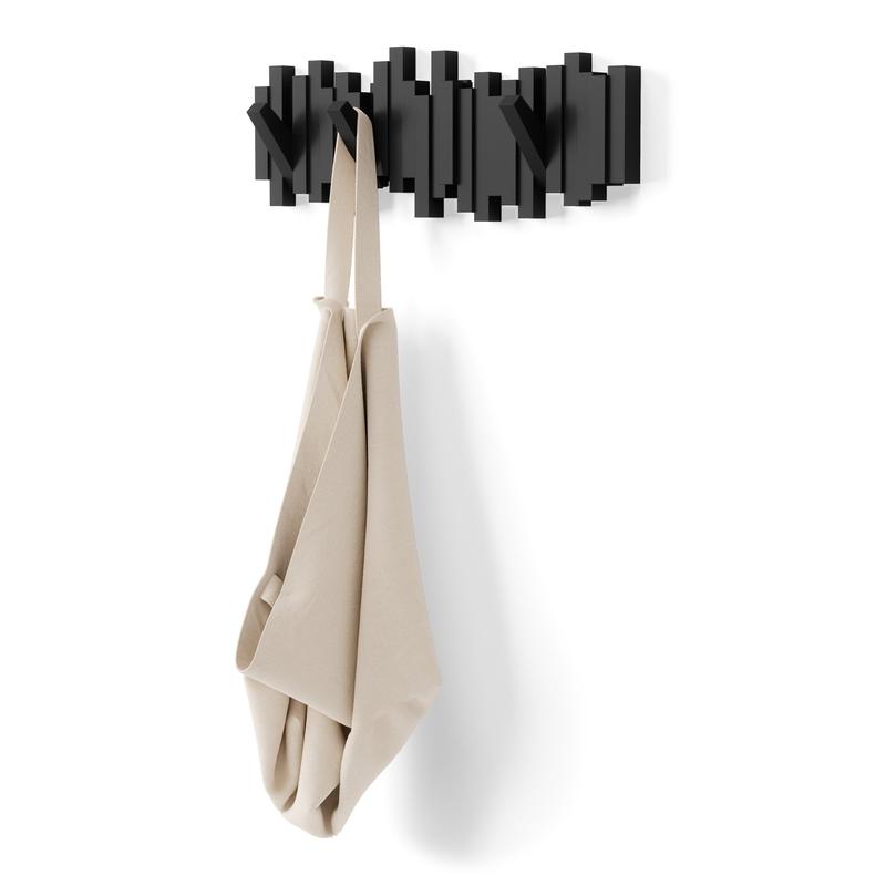 Umbra Sticks Wall Hook | Decorative Wall Mounted Coat Rack with 5 Flip-Down Hooks | Modern Sculptural Design Available in Multiple Colors | Easy Installation Looks Great in Any Room