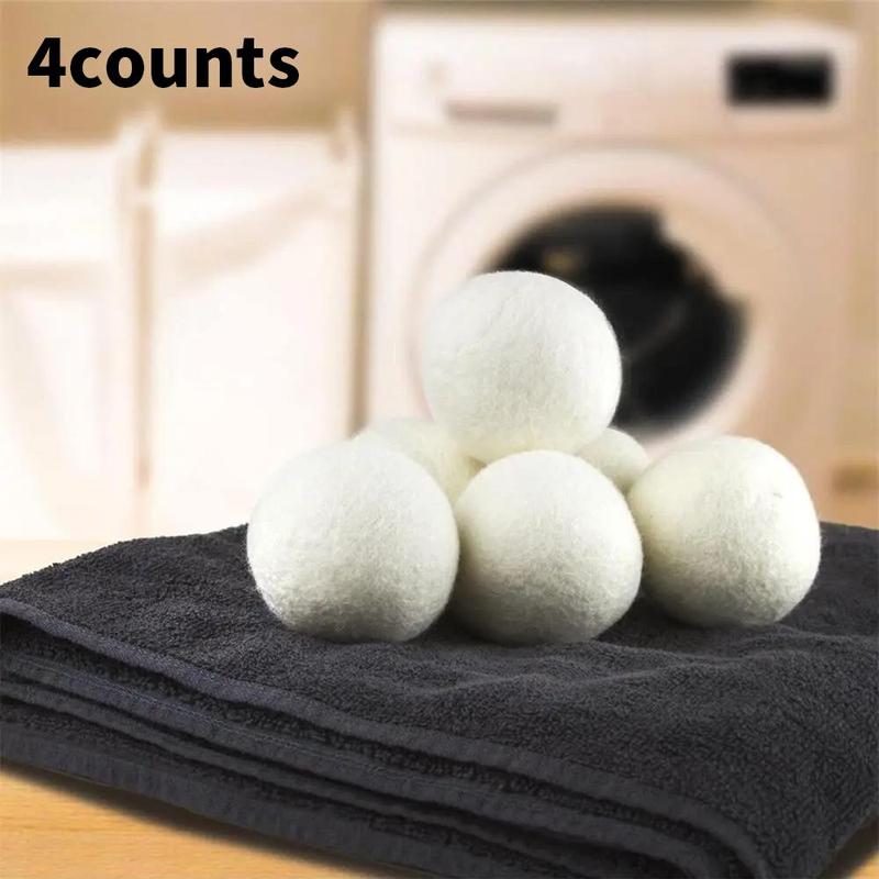 Wool Dryer Ball, 4pcs Fabric Softener Wool Ball For Dryer, Household Laundry Accessories