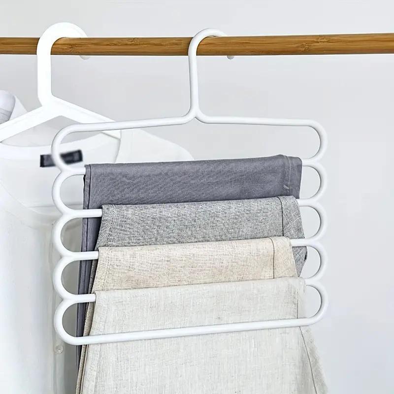 Multi-layer Pants Hanger, 5 Counts Non-slip Clothes Hanger, Multifunctional Clothes Storage Rack for Home Wardrobe, Home Organizers