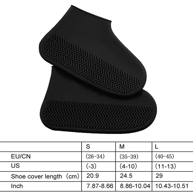 2pcs Waterproof Non-slip Silicone Shoe High Elastic Wear-resistant Unisex Rain Boots for Outdoor Rainy Day Reusable Shoe Cover