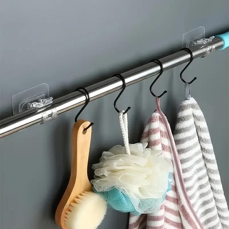 Clear Plastic Window Curtain Rod Hook, No Drilling Curtain Rod Holder, Wall Mounted Window Curtain Rod Bracket, Window Hardware for Home Office