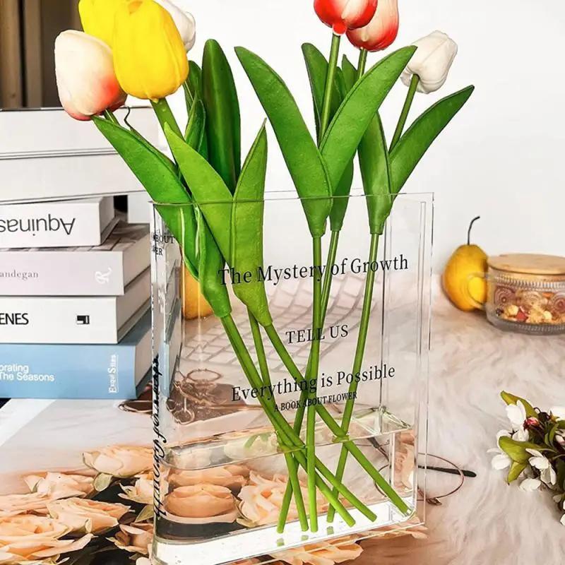 Acrylic Book Shaped Vase, 1 Count Creative Flower Arrangement Vase, Modern Desktop Flower Vase for Home Office Decor, Bookshelf Decoration