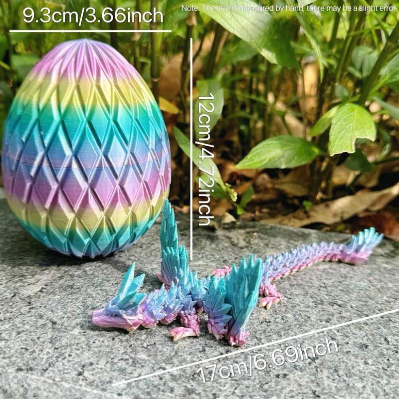 3D Printed Flying Dragon & Dragon Egg Set, 1 Set Colorful Articulated Rhombic Dragon, Creative Desktop Ornament for Home Office School Car