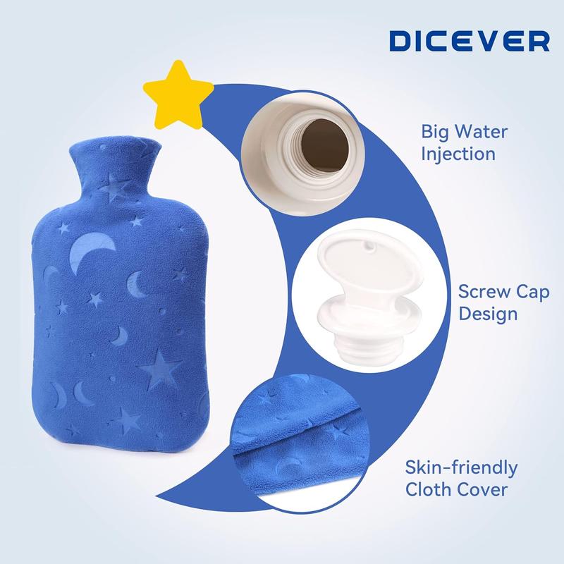 Hot Water Bottle with Soft Cover, 2L Hot Water Bag for Menstrual Cramps, Neck and Shoulder , Hot and Cold Therapies, Hand Feet Warmer Comfortable Traditional Cup Rubber