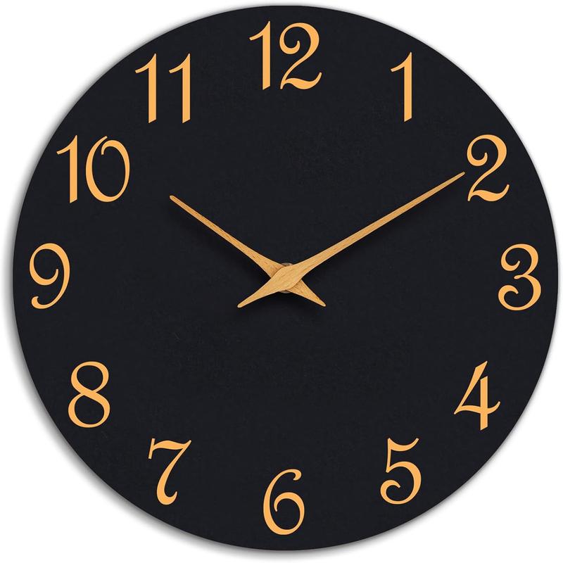 Wall Clock 14 Inch, Modern Wall Clocks  Operated, Silent Non Ticking Clock Decorative for Living Room, Office, Home, School (Black )