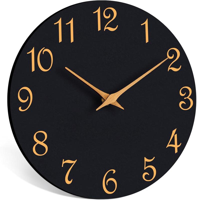 Wall Clock 14 Inch, Modern Wall Clocks  Operated, Silent Non Ticking Clock Decorative for Living Room, Office, Home, School (Black )