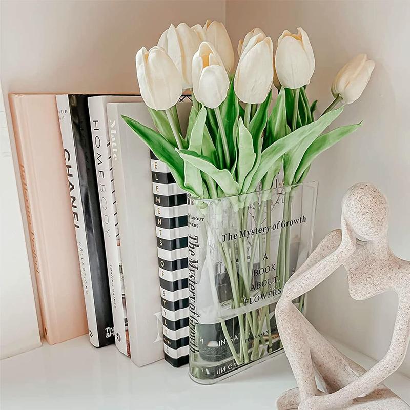 Acrylic Book Shaped Vase, 1 Count Creative Flower Arrangement Vase, Modern Desktop Flower Vase for Home Office Decor, Bookshelf Decoration