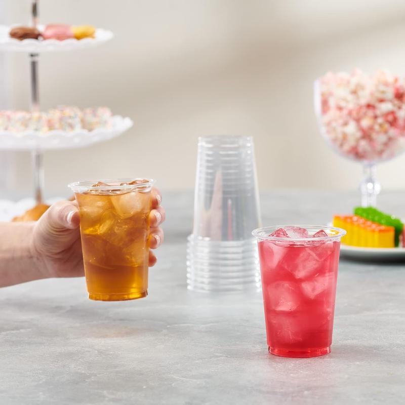 Comfy Package100 Pack Clear Plastic Cups for Party - Ideal for Cold Beverages, Smoothies, and Parties