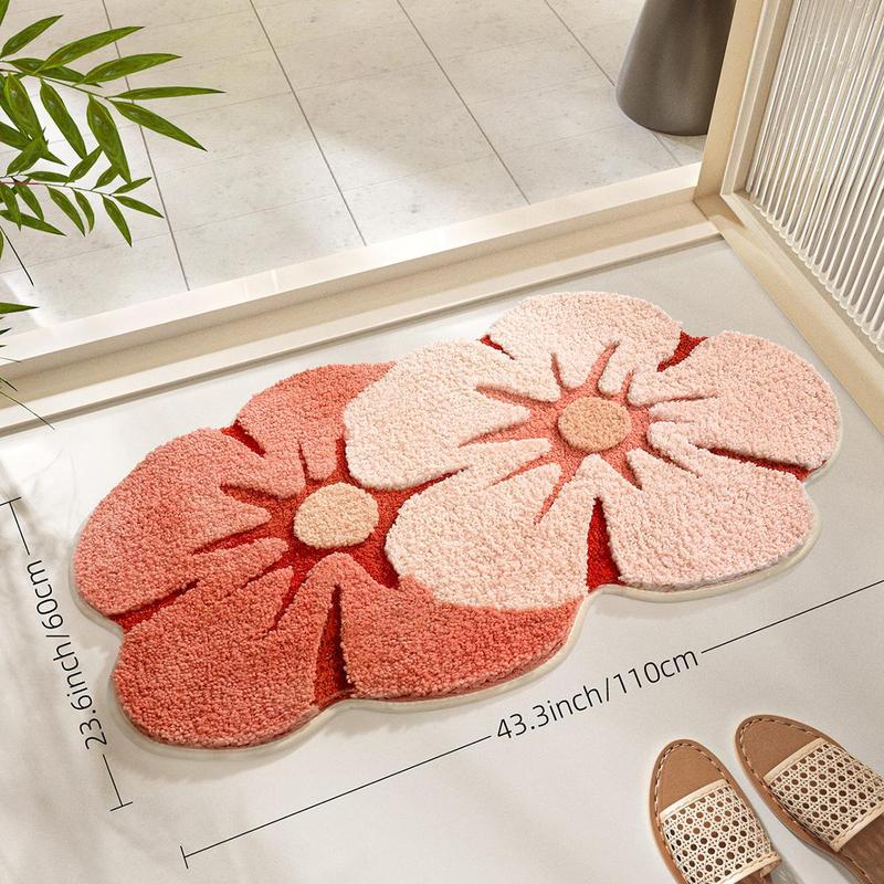 Flower Shaped Bathroom Mat, 1 Count Non-slip Soft Absorbent Bath Mat, Floor Mat for Bathroom Floor, Sink, Bathtub, Shower Room