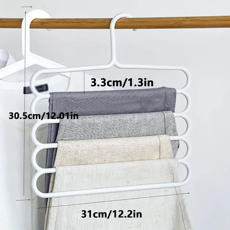 Multi-layer Pants Hanger, 5 Counts Non-slip Clothes Hanger, Multifunctional Clothes Storage Rack for Home Wardrobe, Home Organizers