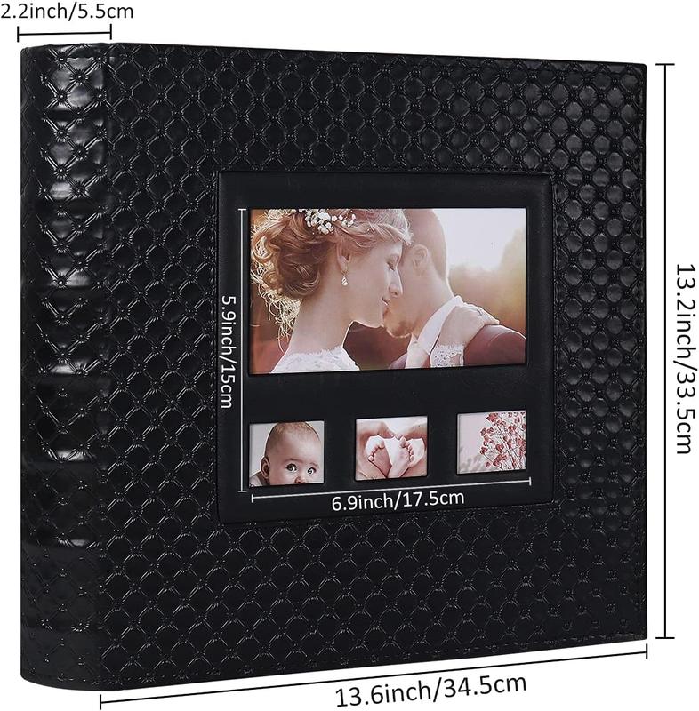 RECUTMS Photo Album 4x6 600 Photos Black Inner Page Button Grain Leather Large Capacity Pockets Pictures Album Birthday Christmas Wedding Anniversary (Black) Visit the RECUTMS Decor Transparent