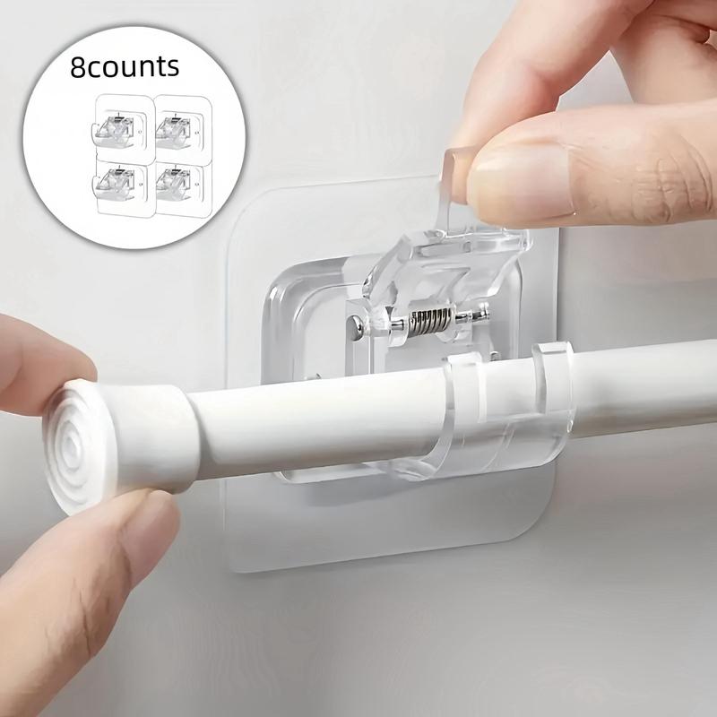 Clear Plastic Window Curtain Rod Hook, No Drilling Curtain Rod Holder, Wall Mounted Window Curtain Rod Bracket, Window Hardware for Home Office
