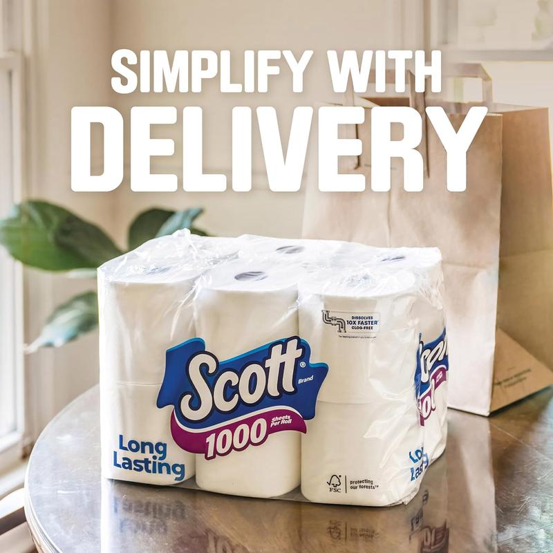 1000 Toilet Paper, 18 Rolls, Septic-Safe, 1-Ply Toilet Tissue