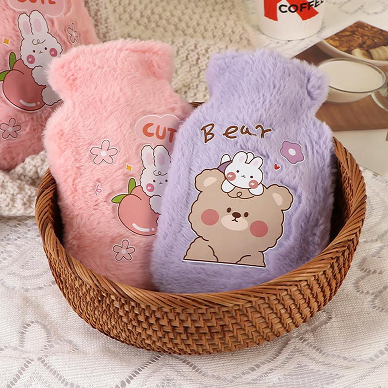 Cartoon Plush Rabbit Bear Hot Water Bottle Water Filling Velvet Small Portable Student Hand Warmer Cute Warm Water Bag