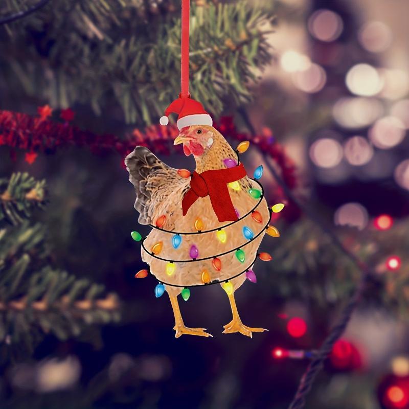 Christmas Chicken Shaped Hanging Ornament, 5 Counts set Cute Chicken Design Hanging Decoration, Christmas Tree Decoration, Festive & Party Supplies