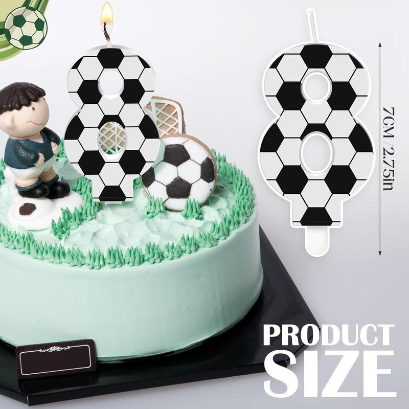 Soccer Number Candles Soccer Birthday Candles Soccer Ball Cake Topper Decorations for Kids Adults Numeral Anniversary Celebrations Supplies (Number 8)