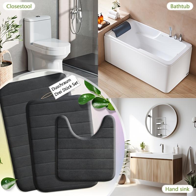 3pcs Plush Memory Foam Bath Mats - Soft, Fast Absorbent, Non-Slip, Washable, Comfortable, Thickened Bath Rug for Shower Room, Kitchen, Laundry, Bedroom, Indoor Use - Bathroom Accessories