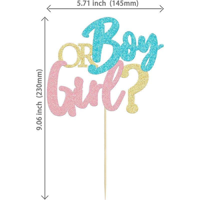 Boy or Girl Cake Topper Glitter Pink or Blue Cake Pick Gender Reveal Cake Decorations for  Shower Gender Reveal Theme  Boys Girls Birthday Party Decoration Supplies