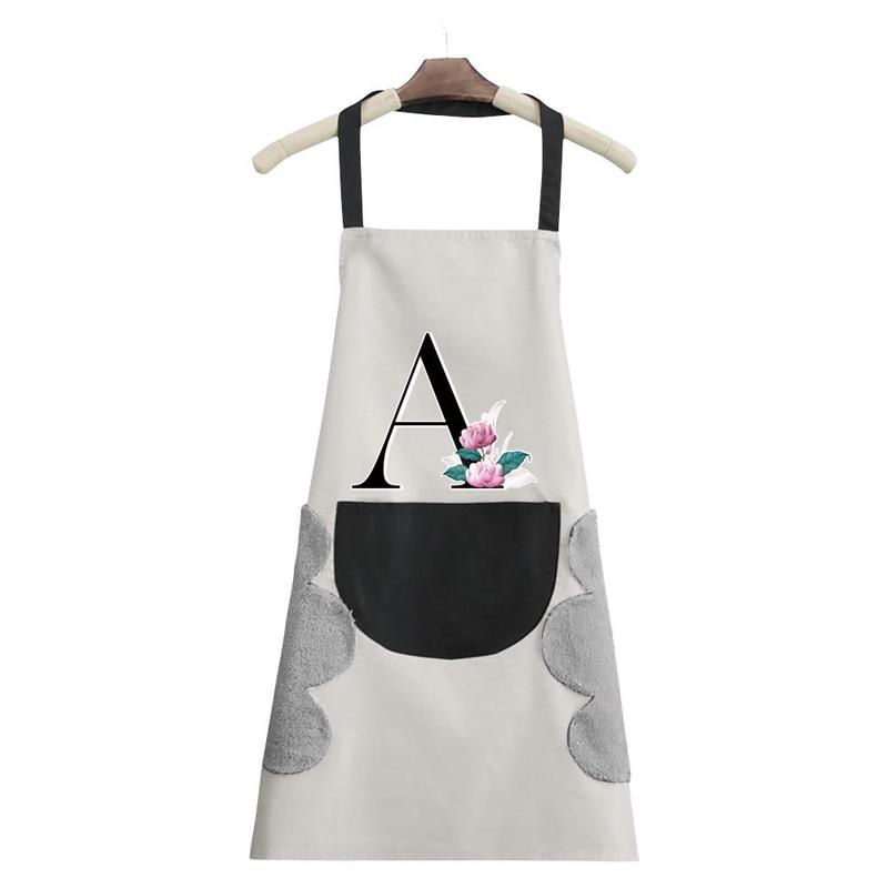 Letter Pattern Apron, 1 Count Oil-proof Adjustable Bib Apron, Easy Cleaning Stain-resistant Kitchen Cooking Apron for Restaurant & Home