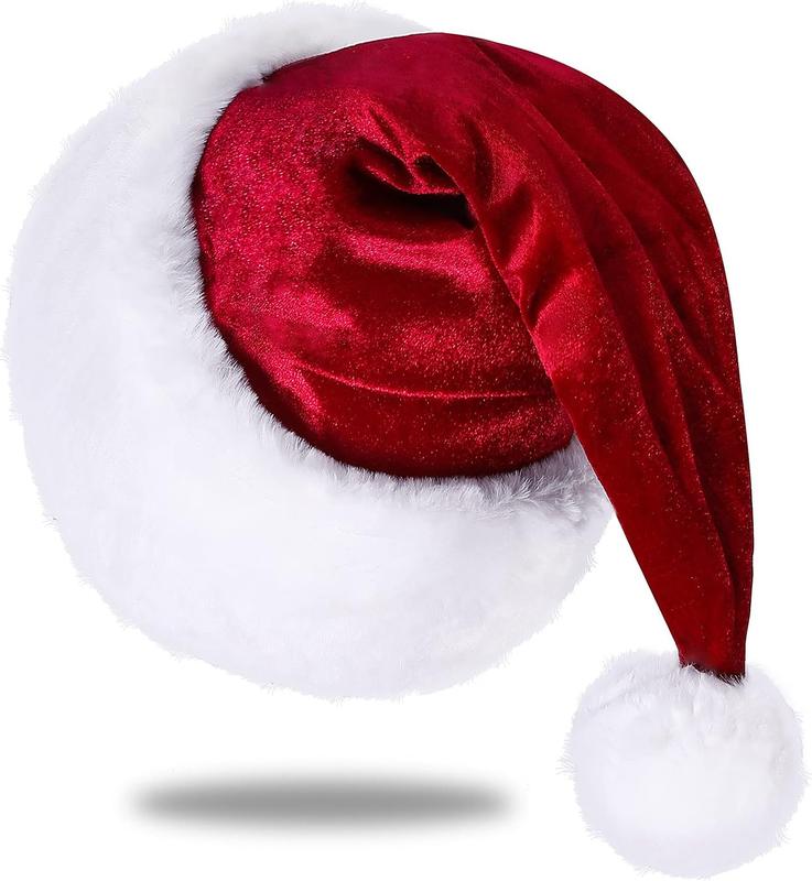 Santa Hat, Santa Hat for Adults, Unisex  Comfort  Red Christmas Hat Hats Extra Thicken Classic Plush for Christmas  Year Festive Holiday Party Supplies