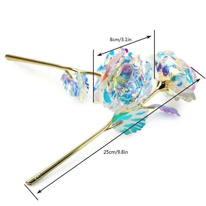 Random Color Artificial Multicolor Sparkling Rose Decoration, 5 Counts Creative Eternal Rose Flower Gift for Friend, Decorative Flowers for Home & Party