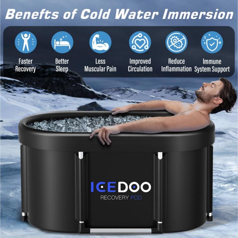 Upgrade XL Ice Bath Tub, 129 Gal Large, Aluminum Alloy Support, Cold Plunge for Athletes, Outdoor Use- Ideal for Recovery