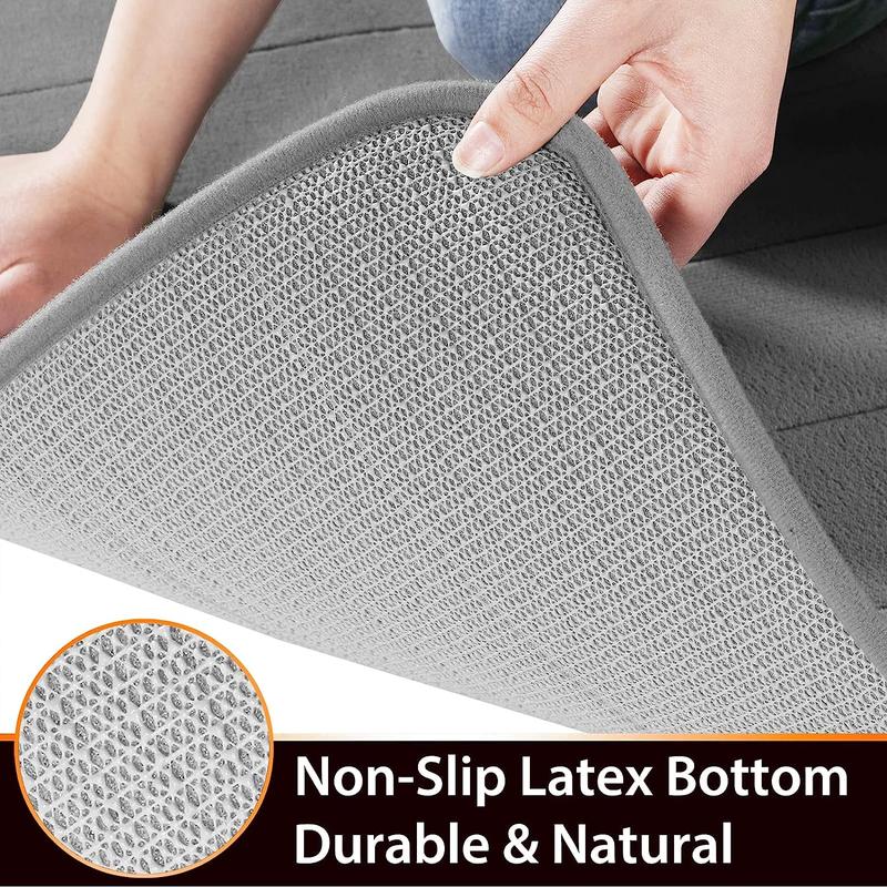 Memory Foam Bath Mat Rug, 24 x 17 Inches, Comfortable, Soft, Super Water Absorption, Machine Wash, Non-Slip, Thick, Easier to Dry for Bathroom Floor Rugs, Grey Fluffy Gift