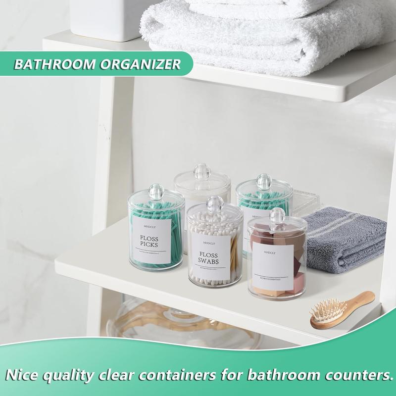 Home Organizers and Storage, 4 Pack Bathroom Accessories, Home Decor, home and kitchen, Qtip Holder for Room Decor Aesthetic Bottles Canister