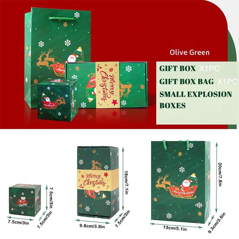 Christmas Surprise Bounce Box, 1 Set Cartoon Gift Box with Bags, Party Supplies for Birthday Anniversary Wedding Graduation