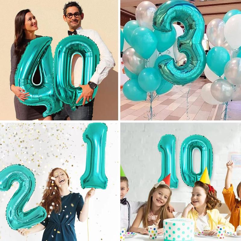 40 Inch Teal Blue  Digital Number Balloons 1 Huge Giant Balloons Foil Mylar Balloons for  Shower Party  Mermaid Theme Birthday Decor Supplies