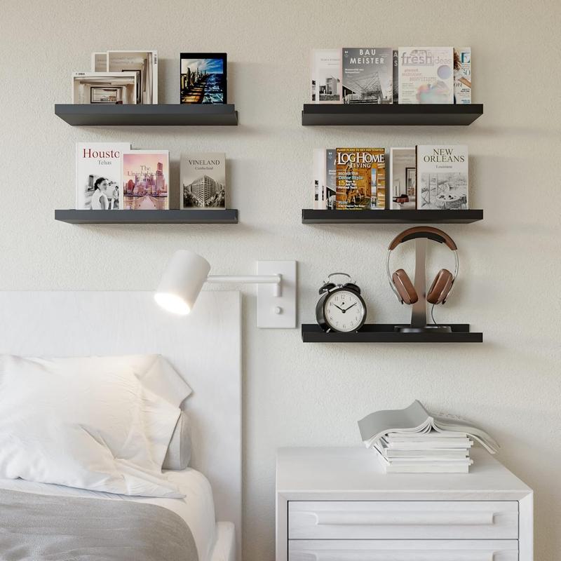 Floating Wall Mounted Shelves for Home Decor, Modern Picture Ledge Shelf with Lip for Storage, Bedroom, Living Room, Bathroom