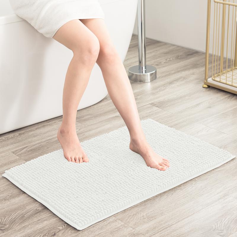 Dyfun Bathroom Rugs Chenille Bath Rug Soft Short Plush Bath Mat Soft Shower Mat Water Absorbent Shower Mat Quick Dry Machine Washable Microfiber Thick