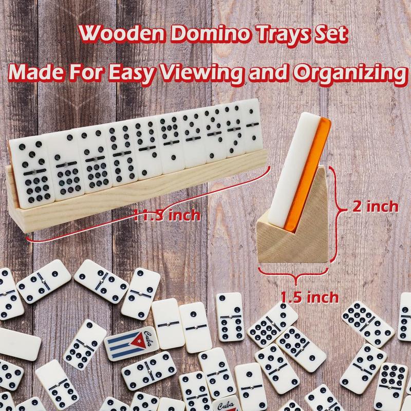 Wooden Domino Trays Set of 4,Wood Domino Racks, Domino Holders for Domino Tiles