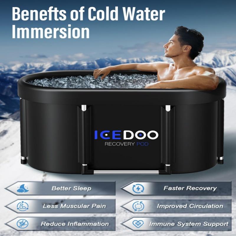 Ice bath tub,Cold plunge tub,Large Oval Ice Bath Tub ,Multiple Layered Portable Outdoor Cold Plunge Tub for Recovery,Cold Plunge for Family-Foldable Ice Baths for Home,Gyms,Indoor use