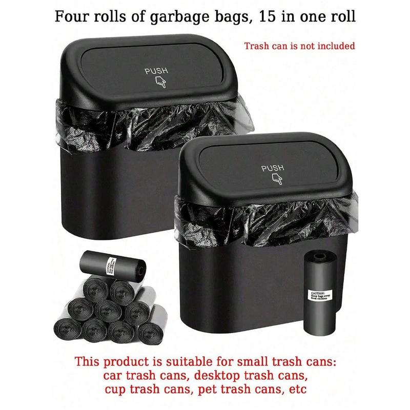 Car Garbage Bag, 4 Rolls Small Trash Bag, Trash Can Replacement Bag, Car Interior Accessories for Car Stowing & Tidying (Trash Can Not Included)