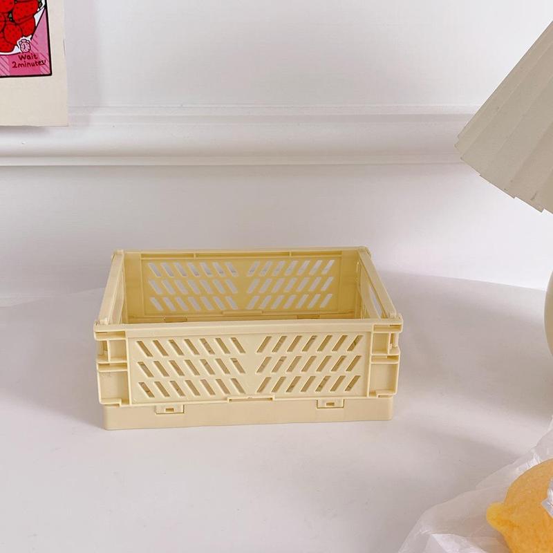 Foldable Storage Stationery Organizer, 1 Count Square Desktop Plastic Storage Basket, Durable Storage Tools for Stationery